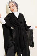 Poncho de Punto de Corte Asimétrico Negro