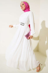 Ayna Kemerli Şifon Elbise