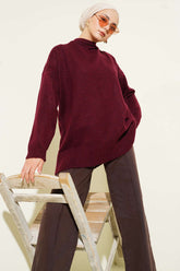 Basic Düşük Omuz Salaş Triko Tunik