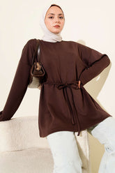 Bisiklet Yaka İp Kuşaklı Tunik