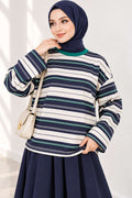 Bicycle Neck Striped Tunic Green