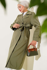 Dört Düğmeli Kruvaze Yaka Trençkot