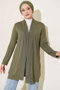 Buttonless Shawl Cardigan Khaki