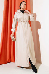 İçi Çizgili Bel Tünelli Trençkot