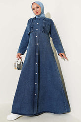 İnci Düğme Detaylı Kot Jile İkili Takım