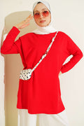 Heart Detail Basic Tunic Red