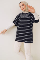 Kısa Kol Basic Çizgili Tshirt