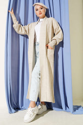 Kol Ucu Düğmeli Şal Yaka Triko Hırka