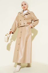 Kruvaze Yaka Deri Etekli İkili Takım