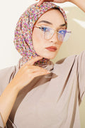 Mini foulard beige sable avec détail floral