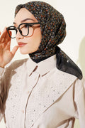 Foulard noir à petits motifs floraux