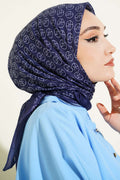 MK Pattern Soft Scarf Navy