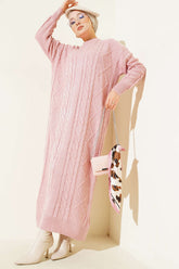 Örgü Desenli Triko Elbise