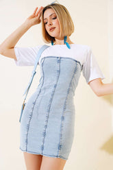 Penye Garnili Kot Elbise