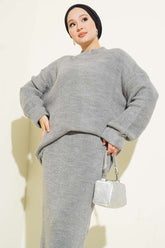 Selanik Örgülü Etekli Triko İkili Takım