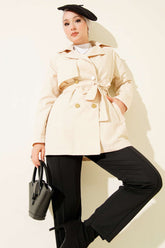 Tek Omuz Apoletli Düğmeli Trençkot