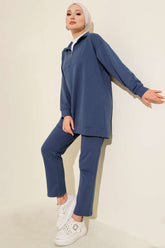 Yarım Fermuarlı İki İpli İkili Takım Mavi