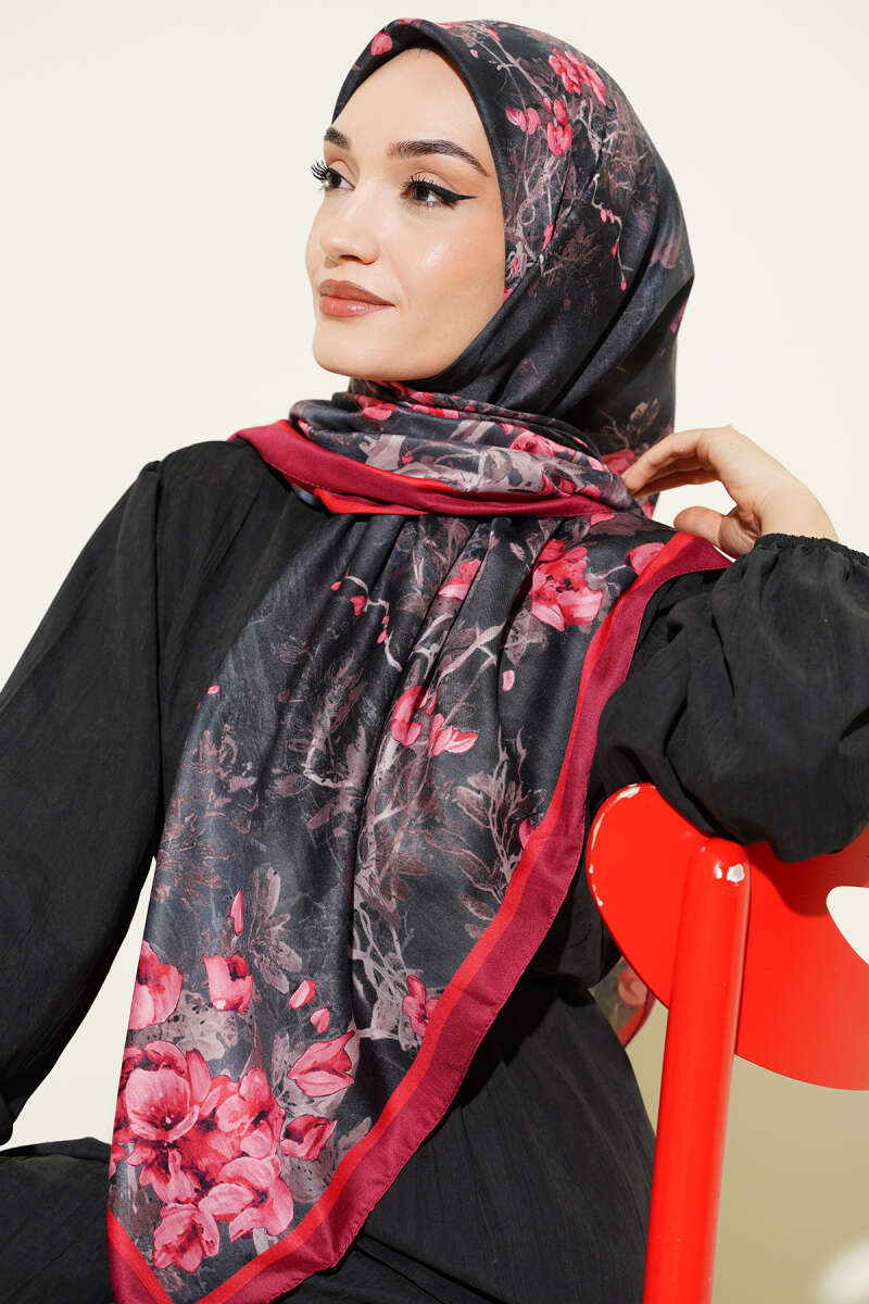 120 Cm Çiçek Desen Eşarp Main image