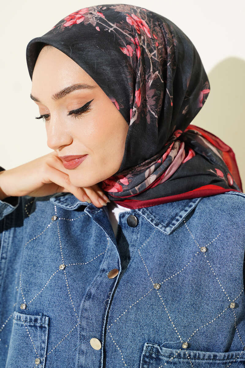 120 Cm Çiçekli Soft Eşarp