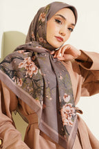 120 Cm Çiçekli Soft Eşarp Vizon