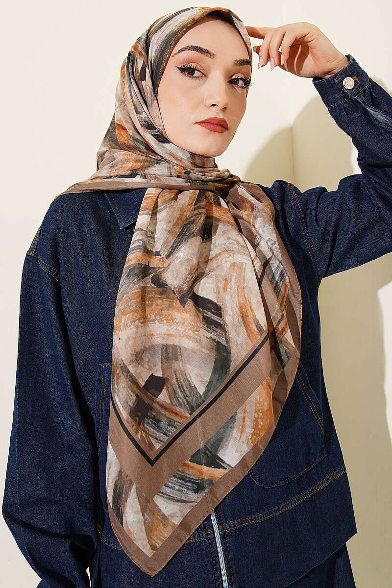 120 Cm Fırça Desen Eşarp Vizon