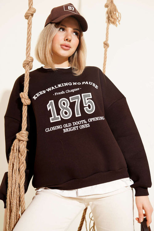 1875 Printed Oversized Three Yarn Sweatshirt