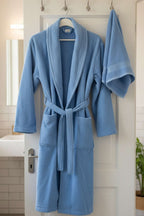 2'li Bornoz Ve Havlu Takım Mavi