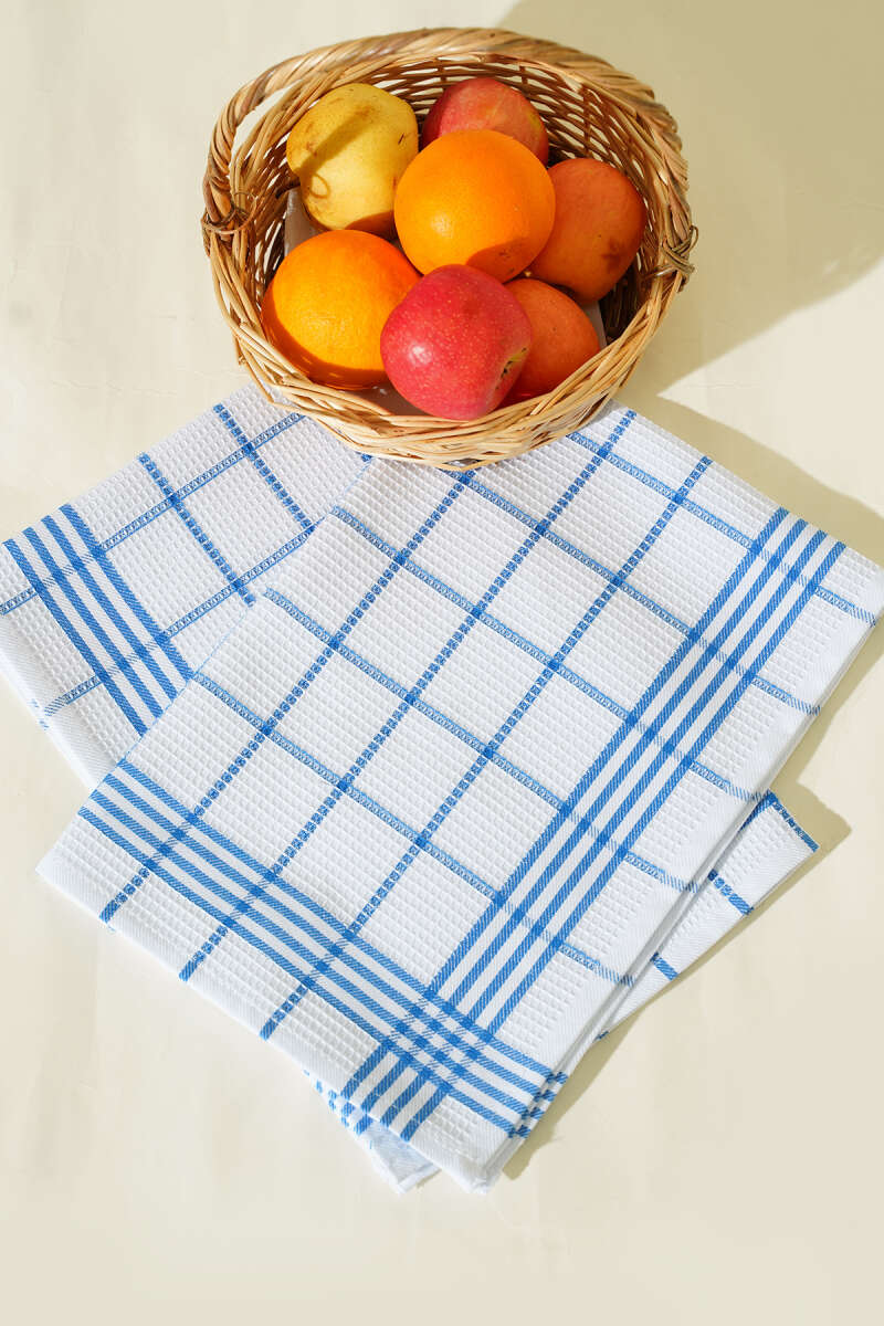 2 Piece Square Patterned Kitchen Towel Red Main image