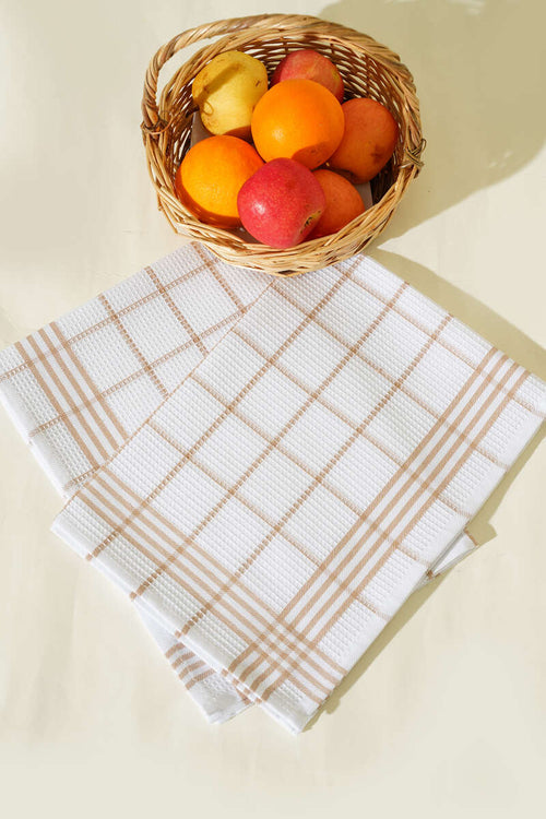 2 Piece Square Patterned Kitchen Towel Red