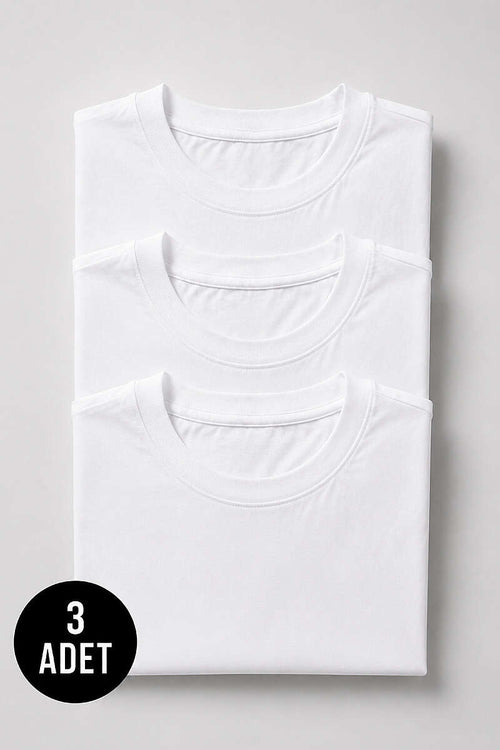 3'lü Oversize Düz Erkek T-shirt