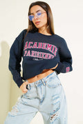 Academie Baskılı Üç İplik Sweatshirt Lacivert