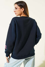 Academie Baskılı Üç İplik Sweatshirt Lacivert
