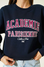 Academie Baskılı Üç İplik Sweatshirt Lacivert