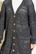 Cardigan en tricot ajouré Bitter Brown avec boutons en bois