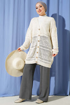 Cardigan en tricot ajouré Bitter Brown avec boutons en bois