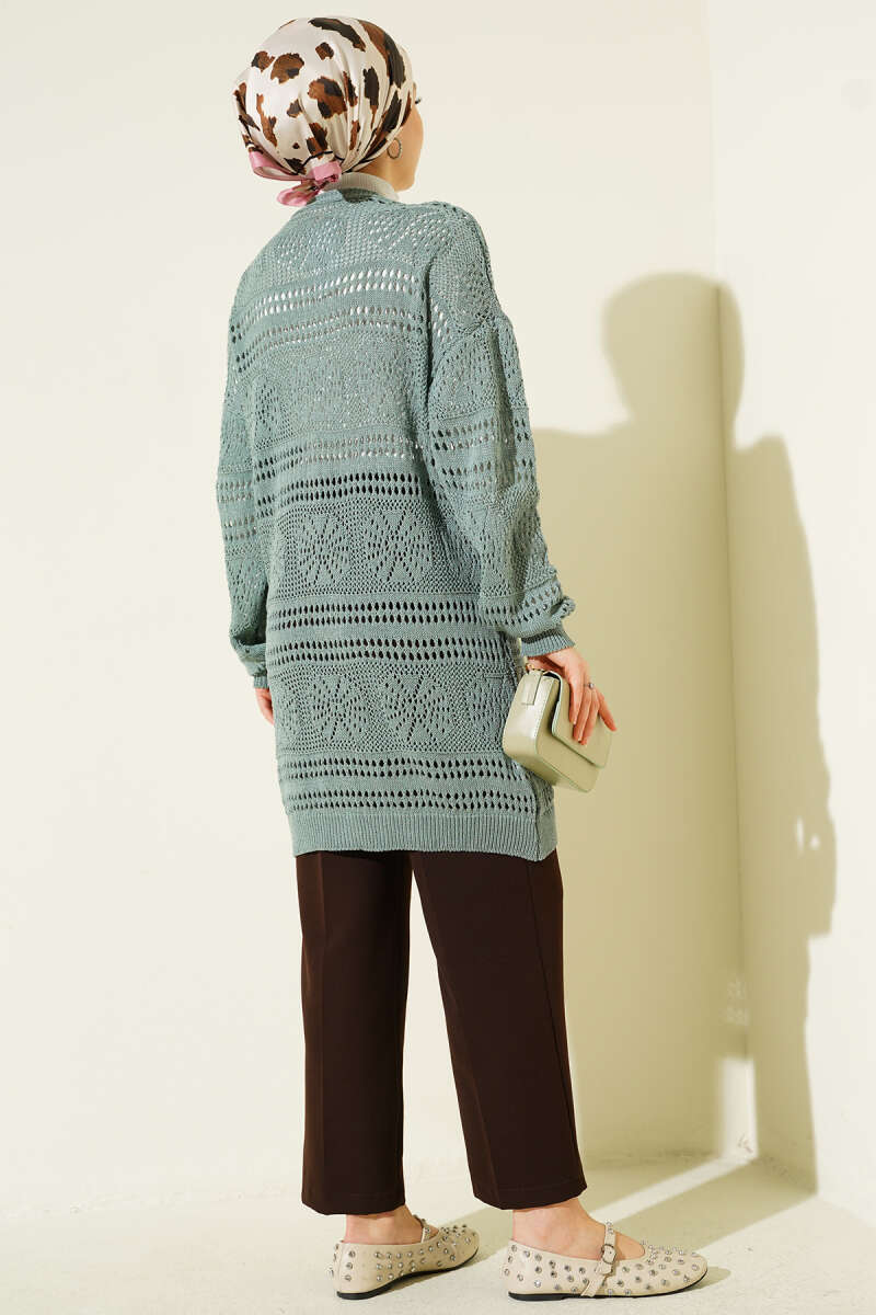Cardigan en tricot ajouré Bitter Brown avec boutons en bois