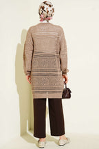 Cardigan en tricot ajouré Bitter Brown avec boutons en bois