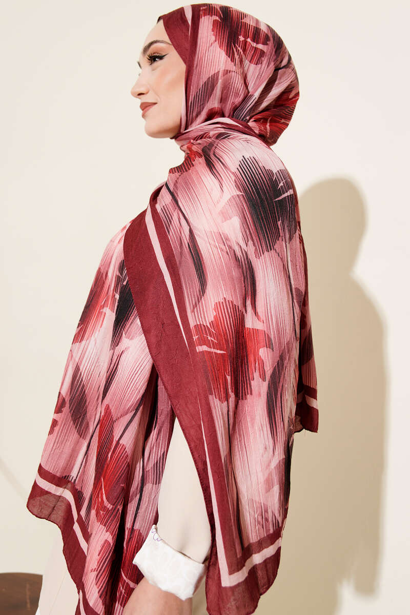 Akvarel Desen Bambu Kraş Şal