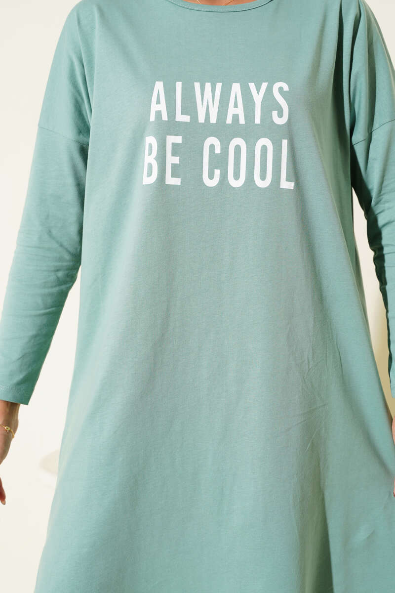 Always Be Cool Baskılı Tunik Çağla Yeşili