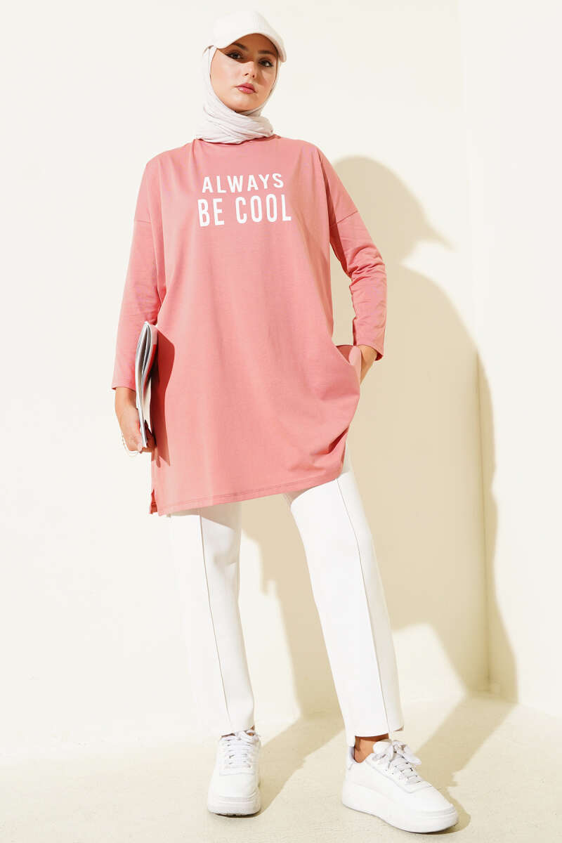 Always Be Cool Baskılı Tunik