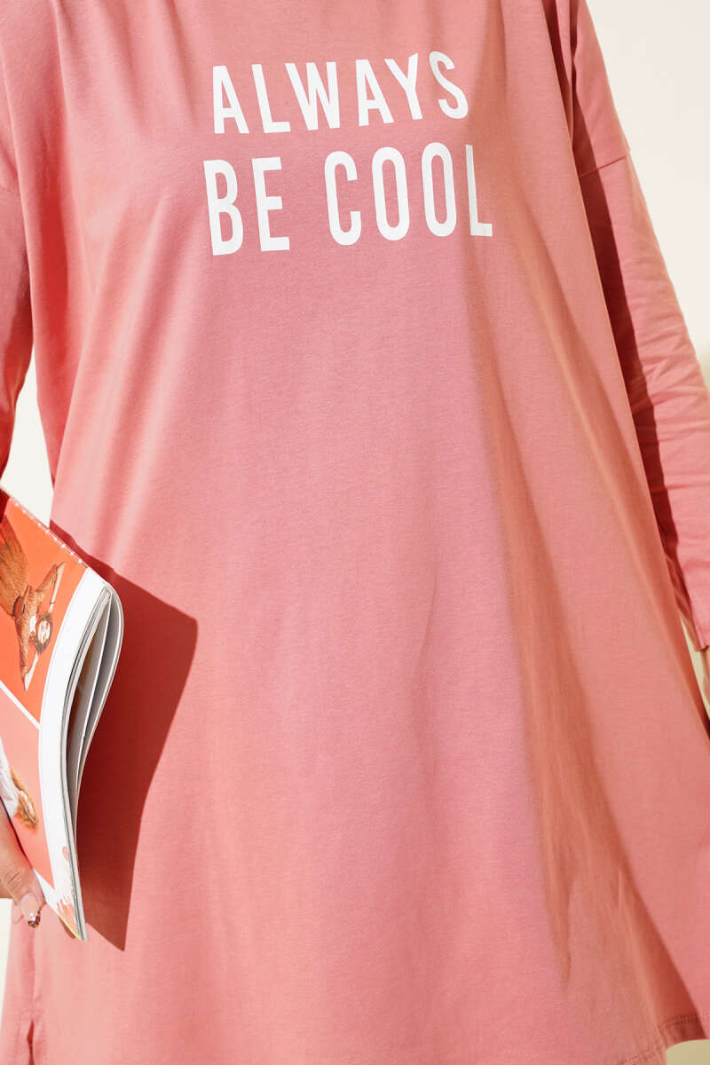 Always Be Cool Baskılı Tunik