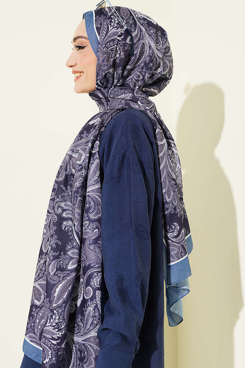 Antik Motif Serisi Şal Soft Mavi