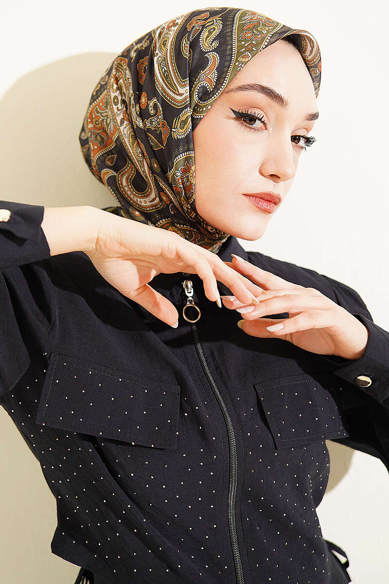 Antik Paisley Desen Eşarp Haki