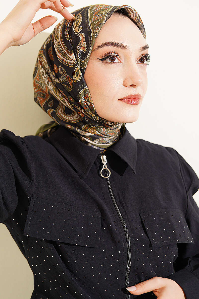 Antik Paisley Desen Eşarp Haki