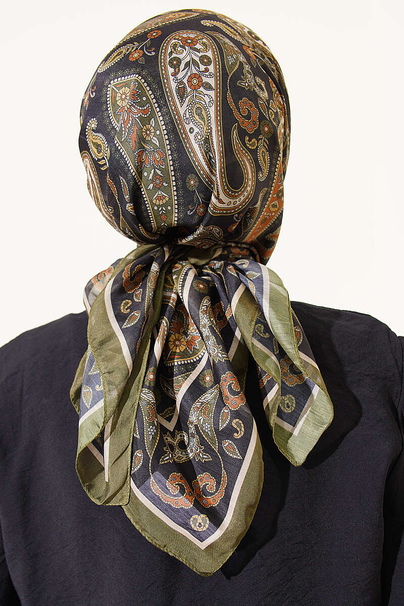 Antik Paisley Desen Eşarp Haki