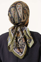 Antik Paisley Desen Eşarp Haki