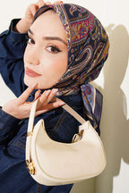 Antik Paisley Desen Eşarp Lacivert Mavi