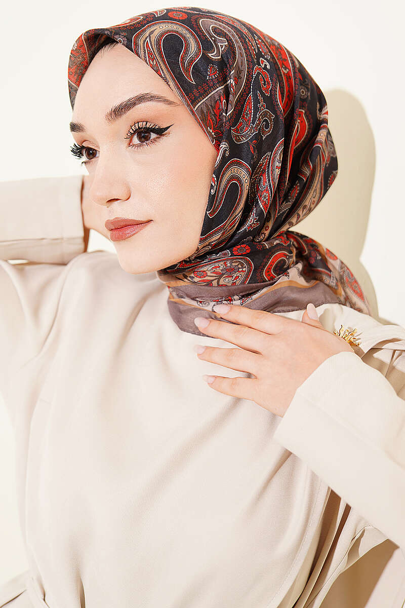 Antik Paisley Desen Eşarp Vizon