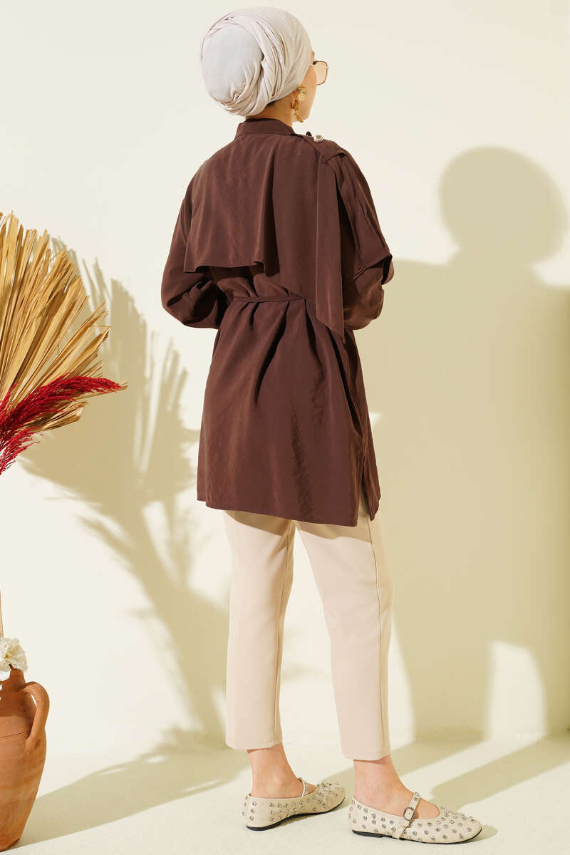 Apoletli Pelerinli Modal Gömlek
