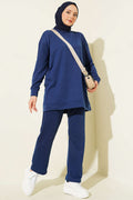 Coat of Arms Detail Basic Two-Piece Set Navy